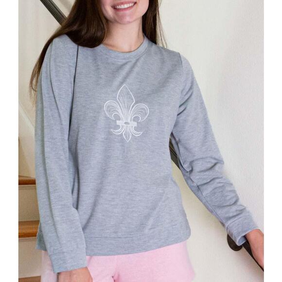 Royal Standard Classic Fleur Sweatshirt Gray/White Size Medium Crew Neck Women - Picture 1 of 7